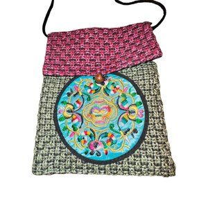 Vintage Handcrafted Embroidered Oriental Crossbody Travel Bag